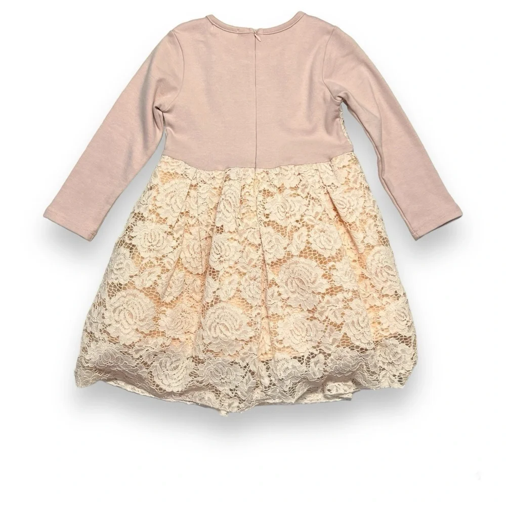 Trish Scully Girls 3/3T‎ Lace Peter Pan Colllar Dress Blush Pink Boutique Pearl